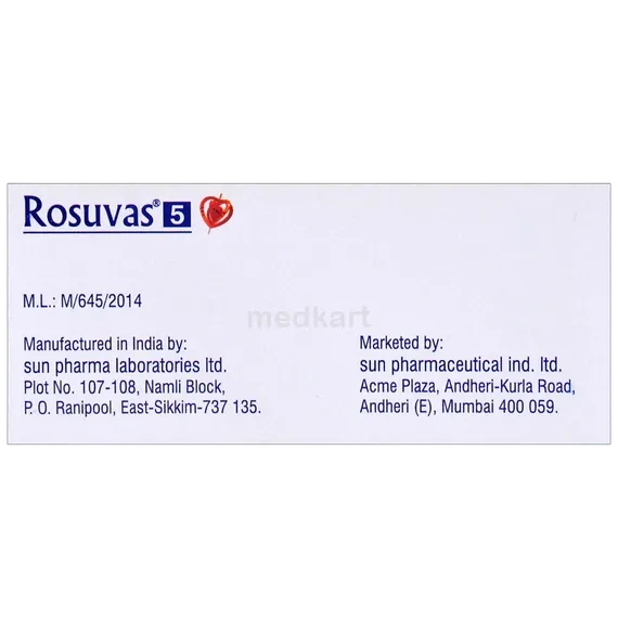rosuvas 5mg tablet 15's
